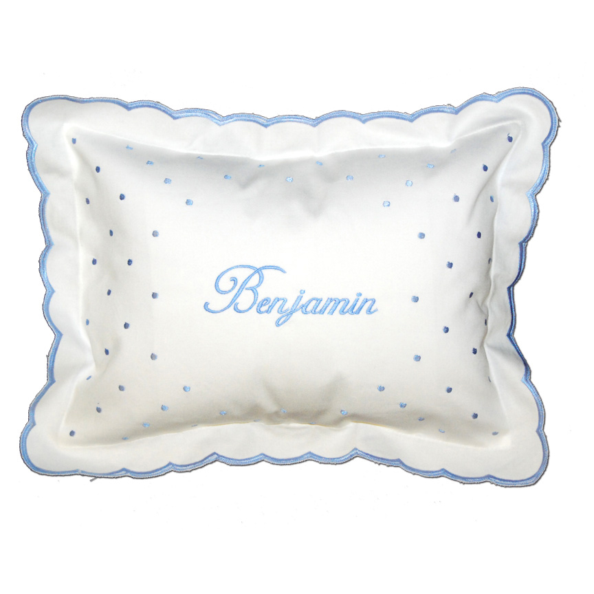 personalized baby pillow in blue