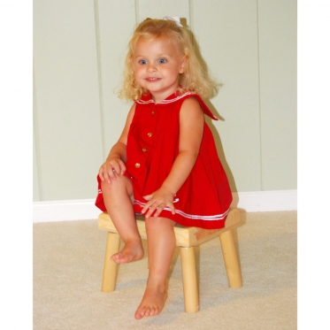 Small Name Puzzle Stool with inlaid Flower in Primary Colors