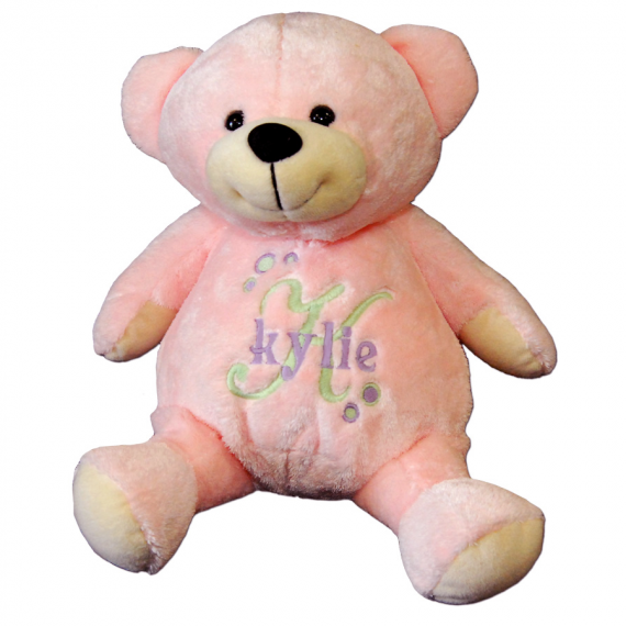 Personalized Pink Bear with Embroidered Initial - Damhorst