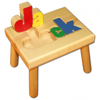 Small Name Puzzle Stool in Primary Colors