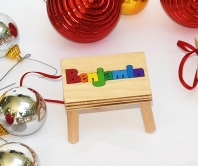 Mini Name Puzzle Stool Ornament - Primary Colors