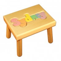 Small Name Puzzle Stool in Pastel Colors