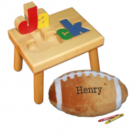 Name Stool and Football Pillow