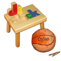 Name Stool and Basketball Pillow