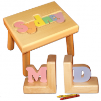 Name Stool in Pastels and Bookends