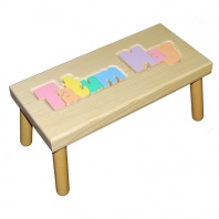 Large Name Puzzle Stool in Pastel Colors