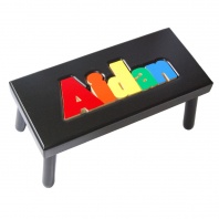 Large Black Name Puzzle Stool in Primary Colors