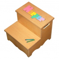 Two Step Name Puzzle Stool in Pastel Colors