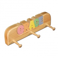 3 Peg Personalized Coat Rack in Pastel Colors