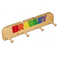 4 Peg Personalized Coat Rack in Primary Colors