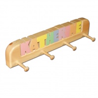 4 Peg Personalized Coat Rack in Pastel Colors