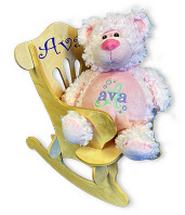 Personalized Pink Bear with Initial and Rocking Chair
