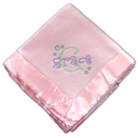 Personalized Embroidered Pink Dot Blanket