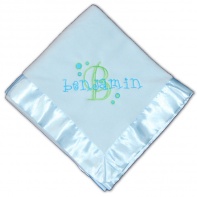 Personalized Embroidered Blue Dot Blanket