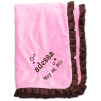 Personalized Embroidered Pink/Brown Blanket