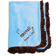 Personalized Embroidered Blue/Brown Blanket
