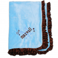 Personalized Embroidered Blue/Brown Blanket