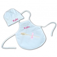 personalized chefs hat and apron in pink