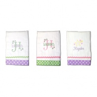 3 Personalized Embroidered Girls Burp Cloths